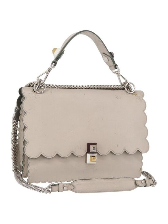 FENDI Handbags - Authentic FENDI Chain Canai Shoulder Bag Leather 2way Gray Silver